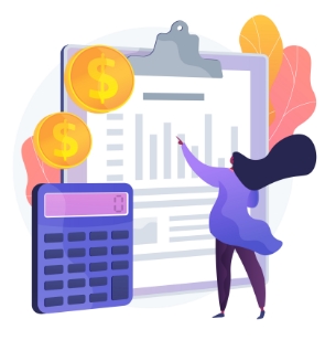 persona centada elaborando un presupuesto con calculadora y papeles en mano